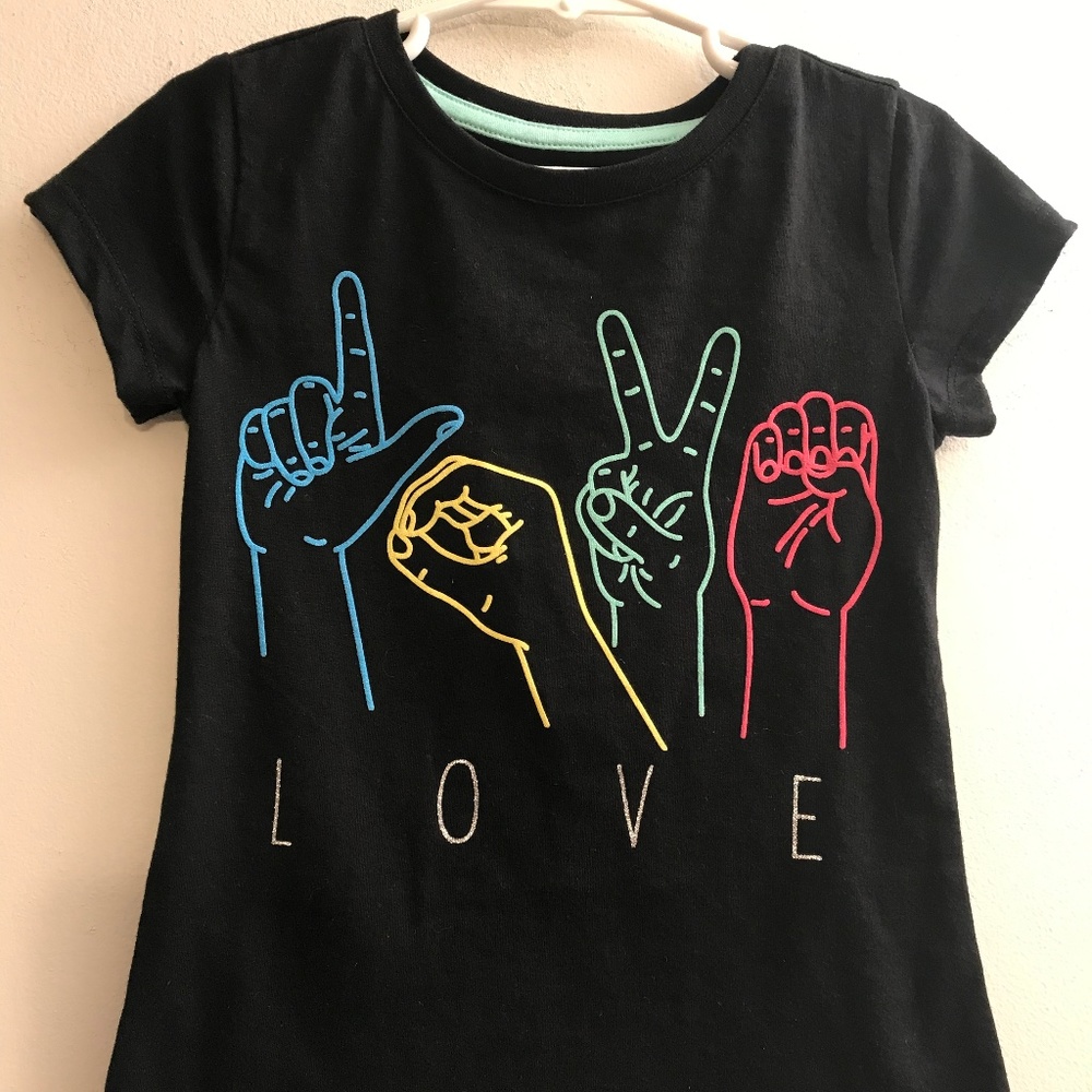 NWT Wonder Nation Sign Language Love Top SZ 6-6X